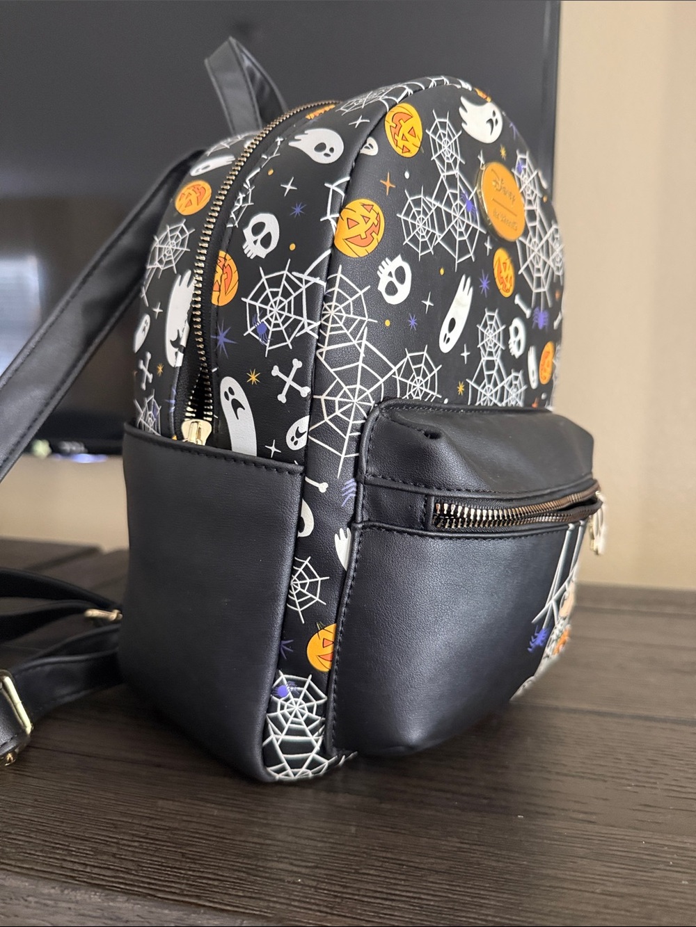 Disney Black Halloween Mickey Mini Backpack with Orange and Purple plus wallet . - Picture 8 of 9